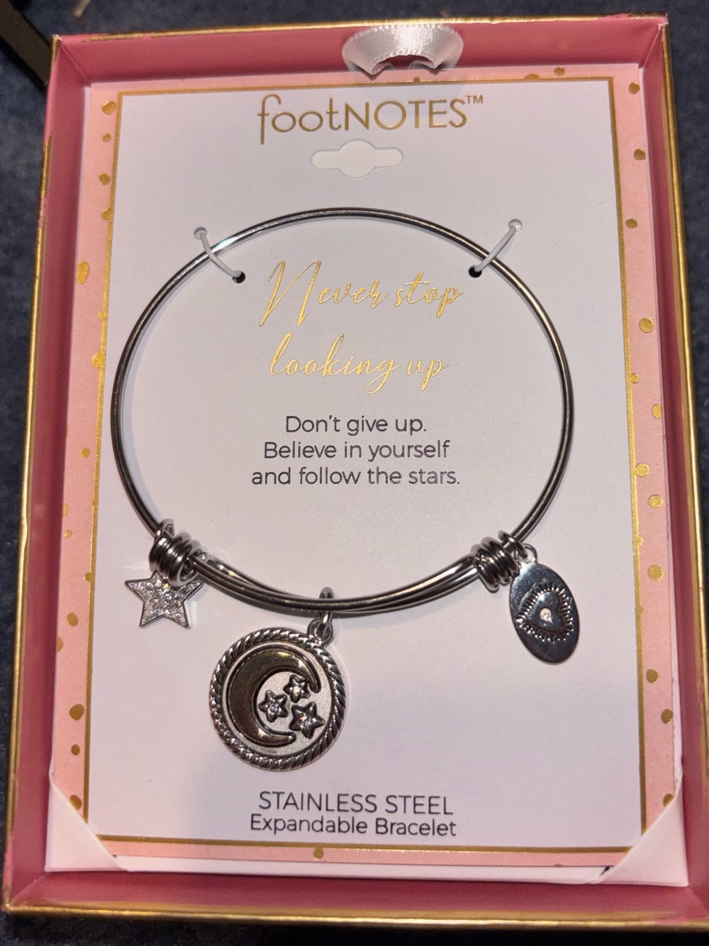 NIB Footnotes Silver Steel bracelet